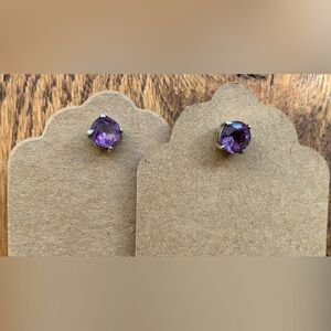Sterling Silver Amethyst Stud Earrings